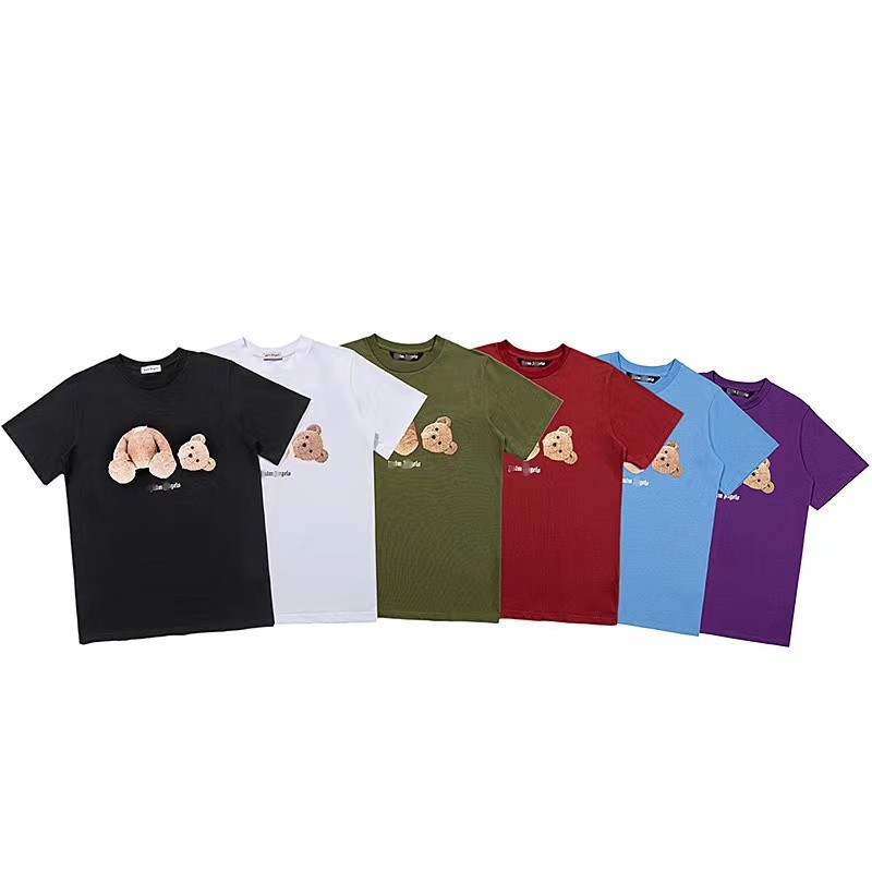 Palm Angel Cuthead Bear Printed Short sleeved T-shirt for Men and Women Couples High Street Half Sleeves