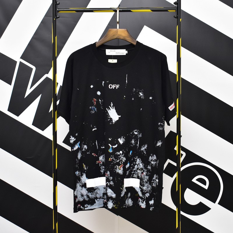 OFF WHITE Trendy Brand OFF Short sleeved ow Trendy Brand Dissolved Arrow Gradient Starry Sky Speckle T-shirt for Couples